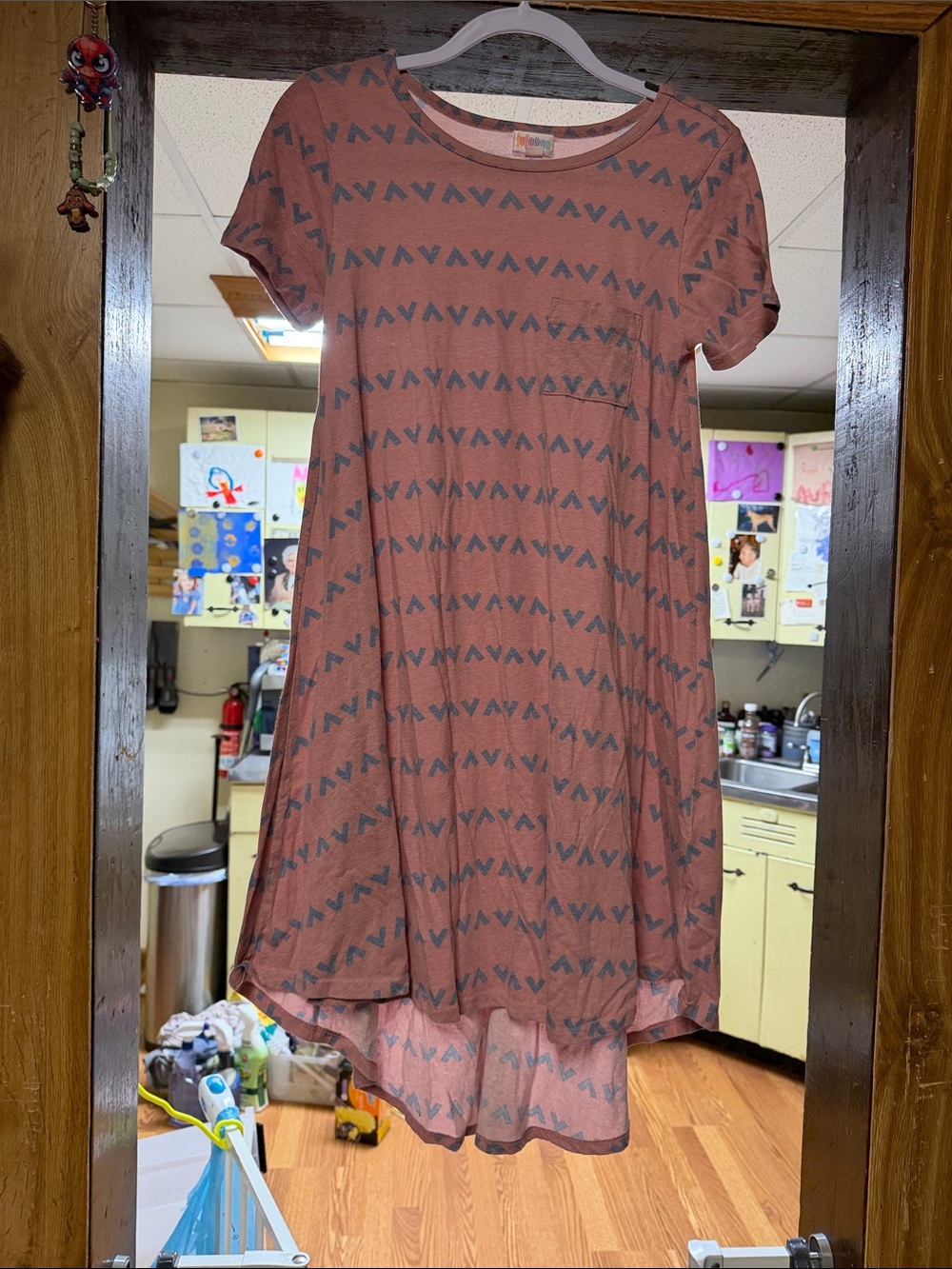 LuLaRoe Rust Chevron High-Low Swing Dress